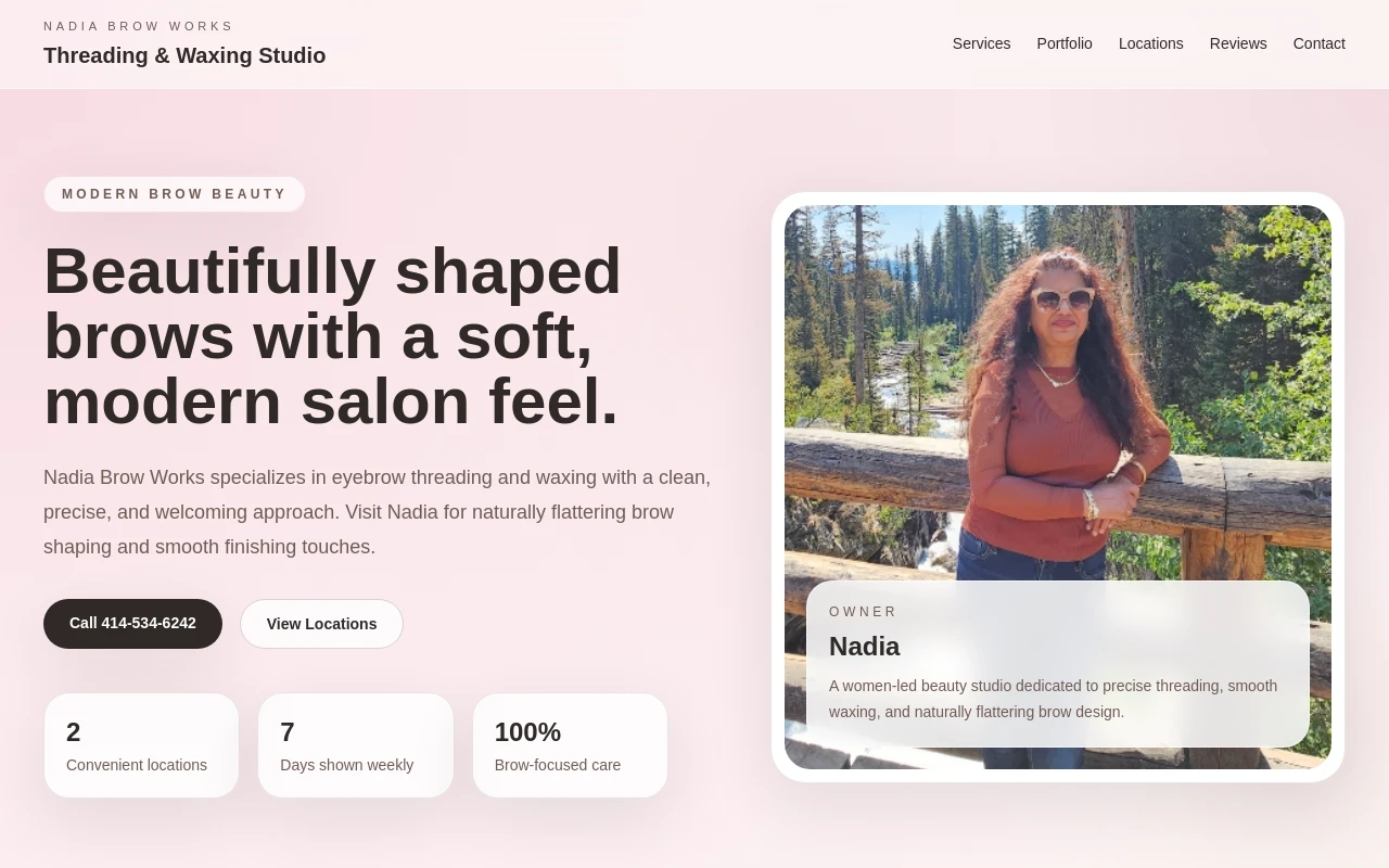 Nadia Broworks website preview